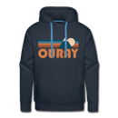 Premium Ouray, Colorado Hoodie - Retro Mountain Premium Men's Ouray Sweatshirt / Hoodie - navy