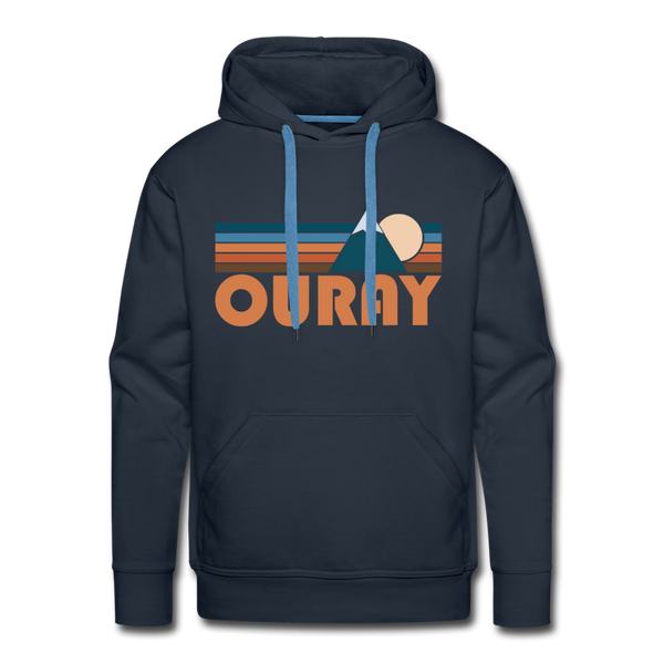 Premium Ouray, Colorado Hoodie - Retro Mountain Premium Men's Ouray Sweatshirt / Hoodie - navy