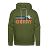 Premium Ouray, Colorado Hoodie - Retro Mountain Premium Men's Ouray Sweatshirt / Hoodie - olive green