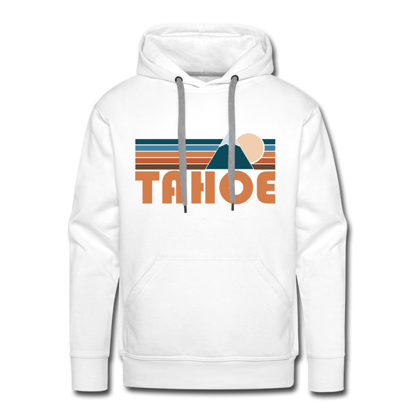 Premium Tahoe, California Hoodie - Retro Mountain Premium Men's Tahoe Sweatshirt / Hoodie - white