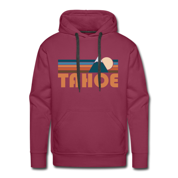 Premium Tahoe, California Hoodie - Retro Mountain Premium Men's Tahoe Sweatshirt / Hoodie - burgundy