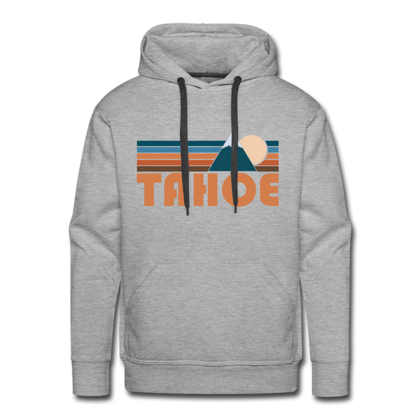 Premium Tahoe, California Hoodie - Retro Mountain Premium Men's Tahoe Sweatshirt / Hoodie - heather grey