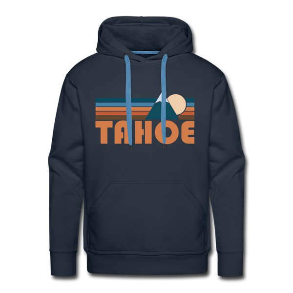 Premium Tahoe, California Hoodie - Retro Mountain Premium Men's Tahoe Sweatshirt / Hoodie - navy