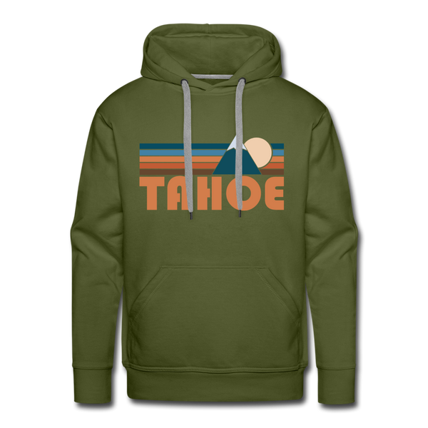 Premium Tahoe, California Hoodie - Retro Mountain Premium Men's Tahoe Sweatshirt / Hoodie - olive green