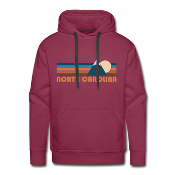 Premium North Carolina Hoodie - Retro Mountain Premium Men's North Carolina Sweatshirt / Hoodie - burgundy
