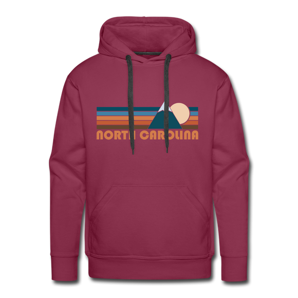 Premium North Carolina Hoodie - Retro Mountain Premium Men's North Carolina Sweatshirt / Hoodie - burgundy