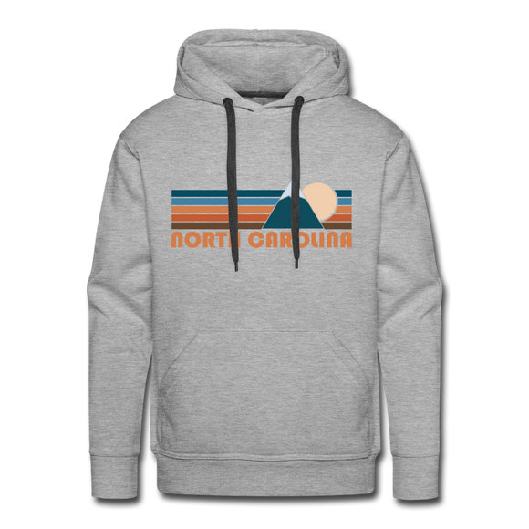 Premium North Carolina Hoodie - Retro Mountain Premium Men's North Carolina Sweatshirt / Hoodie - heather grey