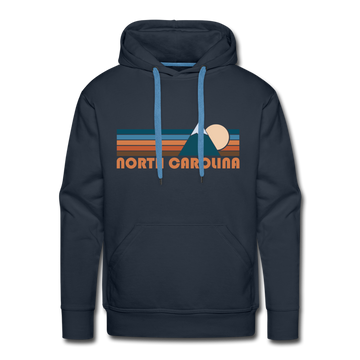 Premium North Carolina Hoodie - Retro Mountain Premium Men's North Carolina Sweatshirt / Hoodie - navy