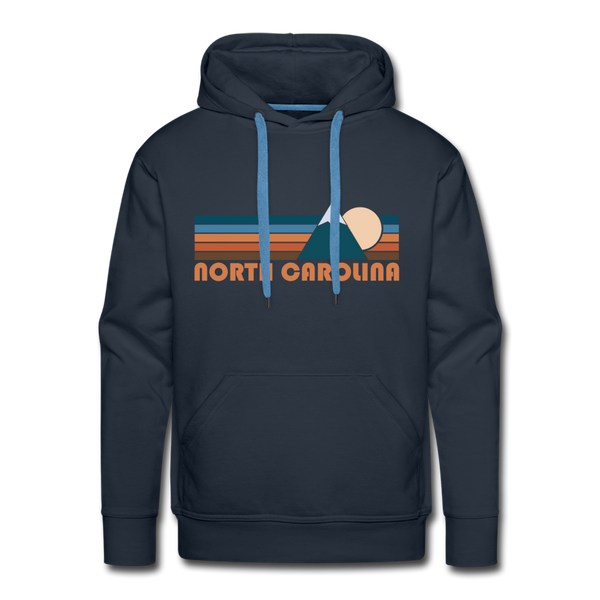 Premium North Carolina Hoodie - Retro Mountain Premium Men's North Carolina Sweatshirt / Hoodie - navy