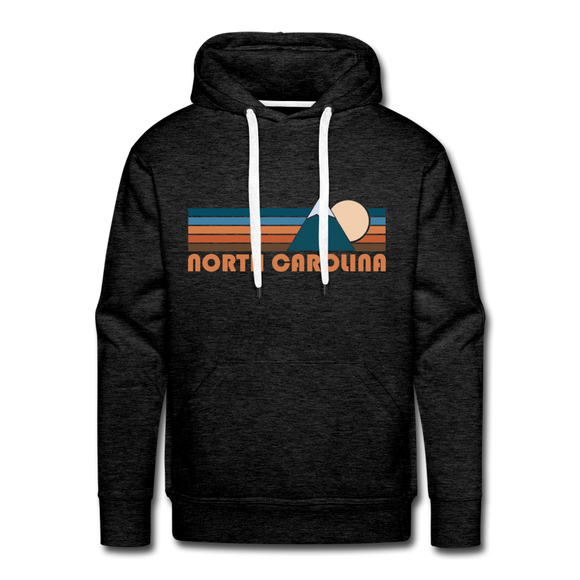 Premium North Carolina Hoodie - Retro Mountain Premium Men's North Carolina Sweatshirt / Hoodie - charcoal grey