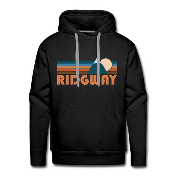 Premium Ridgway, Colorado Hoodie - Retro Mountain Premium Men's Ridgway Sweatshirt / Hoodie - black