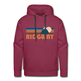 Premium Ridgway, Colorado Hoodie - Retro Mountain Premium Men's Ridgway Sweatshirt / Hoodie - burgundy