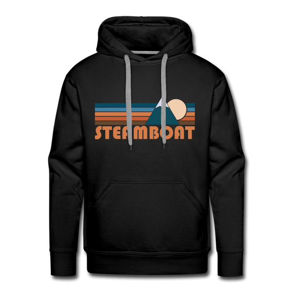 Premium Steamboat, Colorado Hoodie - Retro Mountain Premium Men's Steamboat Sweatshirt / Hoodie - black