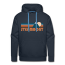 Premium Steamboat, Colorado Hoodie - Retro Mountain Premium Men's Steamboat Sweatshirt / Hoodie - navy