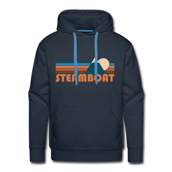 Premium Steamboat, Colorado Hoodie - Retro Mountain Premium Men's Steamboat Sweatshirt / Hoodie - navy