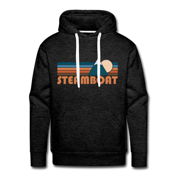 Premium Steamboat, Colorado Hoodie - Retro Mountain Premium Men's Steamboat Sweatshirt / Hoodie - charcoal grey