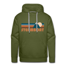 Premium Steamboat, Colorado Hoodie - Retro Mountain Premium Men's Steamboat Sweatshirt / Hoodie - olive green