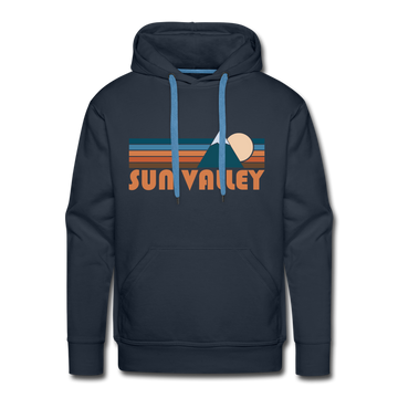 Premium Sun Valley, Idaho Hoodie - Retro Mountain Premium Men's Sun Valley Sweatshirt / Hoodie - navy
