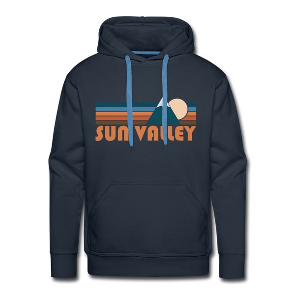 Premium Sun Valley, Idaho Hoodie - Retro Mountain Premium Men's Sun Valley Sweatshirt / Hoodie - navy