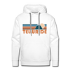 Premium Telluride, Colorado Hoodie - Retro Mountain Premium Men's Telluride Sweatshirt / Hoodie - white