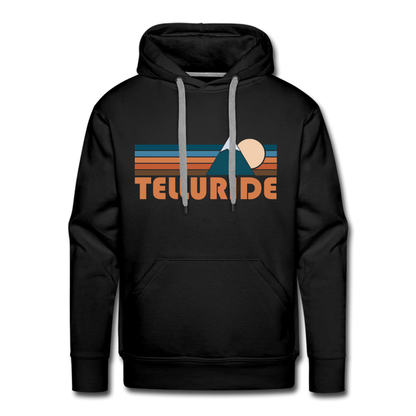 Premium Telluride, Colorado Hoodie - Retro Mountain Premium Men's Telluride Sweatshirt / Hoodie - black