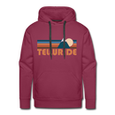 Premium Telluride, Colorado Hoodie - Retro Mountain Premium Men's Telluride Sweatshirt / Hoodie - burgundy