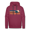 Premium Telluride, Colorado Hoodie - Retro Mountain Premium Men's Telluride Sweatshirt / Hoodie - burgundy