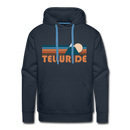 Premium Telluride, Colorado Hoodie - Retro Mountain Premium Men's Telluride Sweatshirt / Hoodie - navy