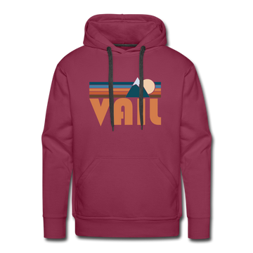 Premium Vail, Colorado Hoodie - Retro Mountain Premium Men's Vail Sweatshirt / Hoodie - burgundy