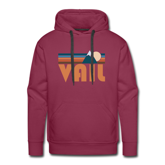 Premium Vail, Colorado Hoodie - Retro Mountain Premium Men's Vail Sweatshirt / Hoodie - burgundy