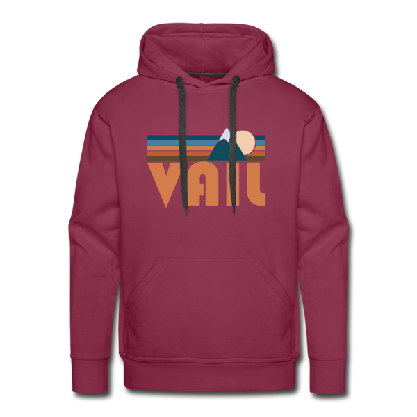 Premium Vail, Colorado Hoodie - Retro Mountain Premium Men's Vail Sweatshirt / Hoodie - burgundy