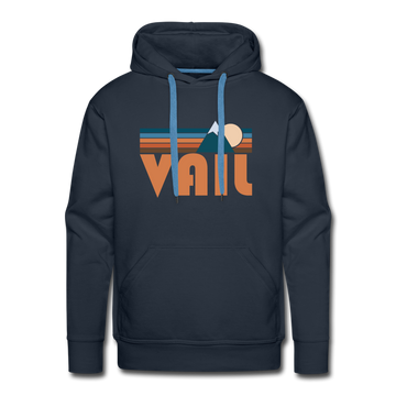 Premium Vail, Colorado Hoodie - Retro Mountain Premium Men's Vail Sweatshirt / Hoodie - navy