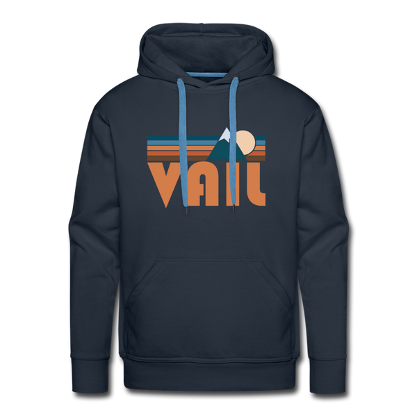 Premium Vail, Colorado Hoodie - Retro Mountain Premium Men's Vail Sweatshirt / Hoodie - navy