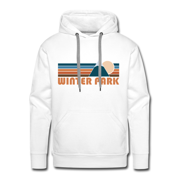 Premium Winter Park, Colorado Hoodie - Retro Mountain Premium Men's Winter Park Sweatshirt / Hoodie - white