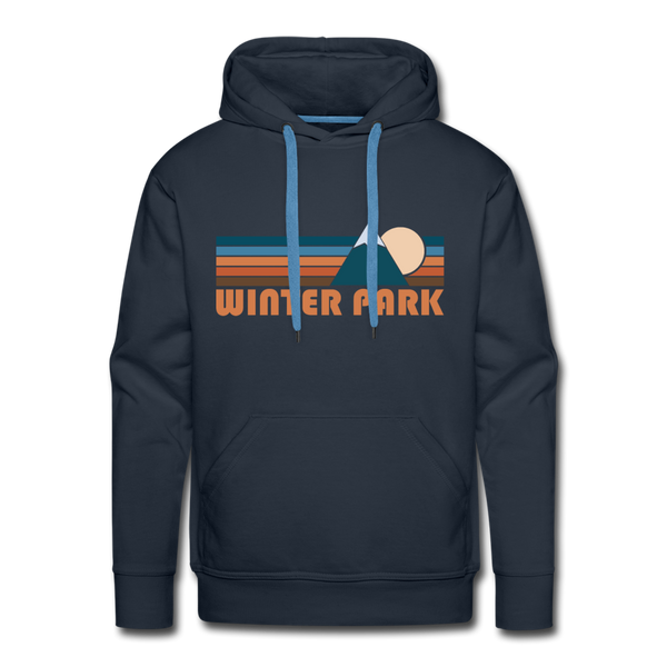 Premium Winter Park, Colorado Hoodie - Retro Mountain Premium Men's Winter Park Sweatshirt / Hoodie - navy