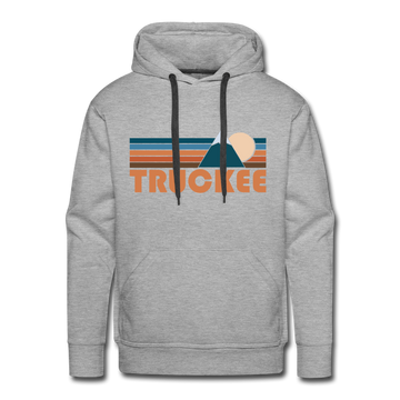 Premium Truckee, California Hoodie - Retro Mountain Premium Men's Truckee Sweatshirt / Hoodie - heather grey