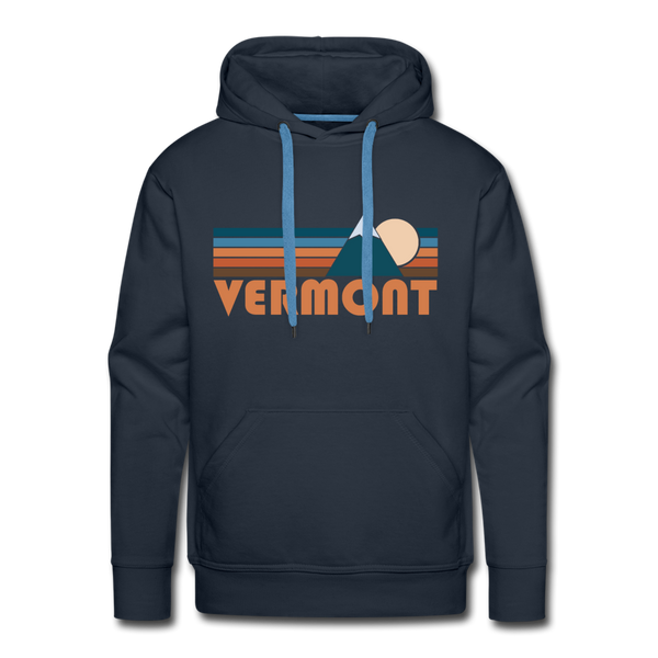 Premium Vermont Hoodie - Retro Mountain Premium Men's Vermont Sweatshirt / Hoodie - navy