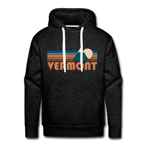 Premium Vermont Hoodie - Retro Mountain Premium Men's Vermont Sweatshirt / Hoodie - charcoal grey