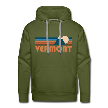 Premium Vermont Hoodie - Retro Mountain Premium Men's Vermont Sweatshirt / Hoodie - olive green