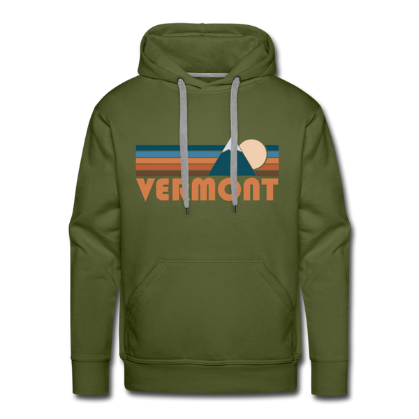 Premium Vermont Hoodie - Retro Mountain Premium Men's Vermont Sweatshirt / Hoodie - olive green