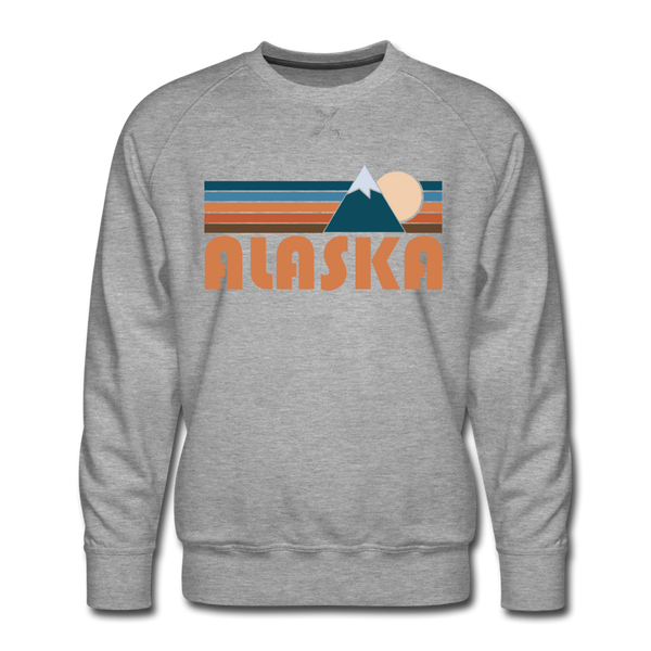 Premium Alaska Sweatshirt - Retro Mountain Premium Men's Alaska Sweatshirt - heather grey