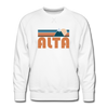 Premium Alta, Utah Sweatshirt - Retro Mountain Premium Men's Alta Sweatshirt - white