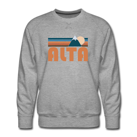 Premium Alta, Utah Sweatshirt - Retro Mountain Premium Men's Alta Sweatshirt - heather grey