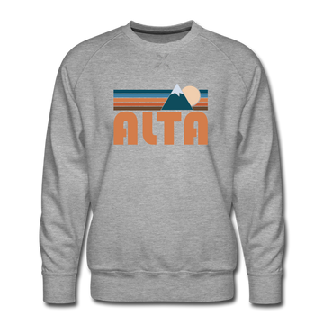 Premium Alta, Utah Sweatshirt - Retro Mountain Premium Men's Alta Sweatshirt - heather grey