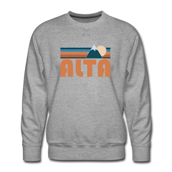 Premium Alta, Utah Sweatshirt - Retro Mountain Premium Men's Alta Sweatshirt - heather grey