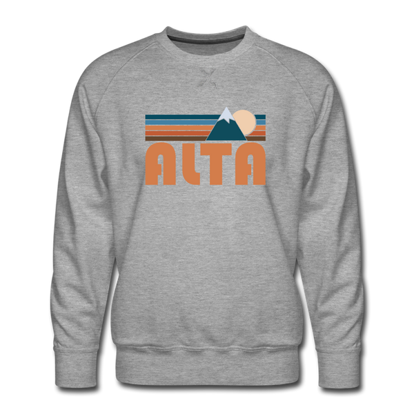 Premium Alta, Utah Sweatshirt - Retro Mountain Premium Men's Alta Sweatshirt - heather grey