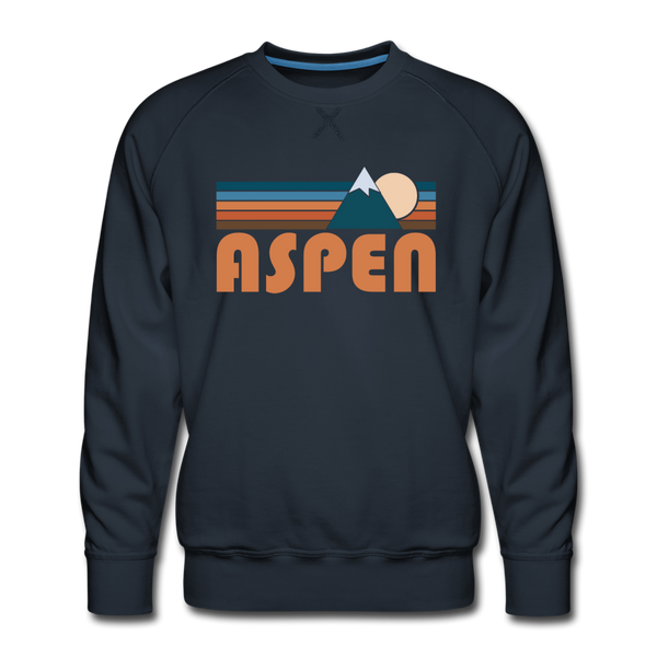 Premium Aspen, Colorado Sweatshirt - Retro Mountain Premium Men's Aspen Sweatshirt - navy