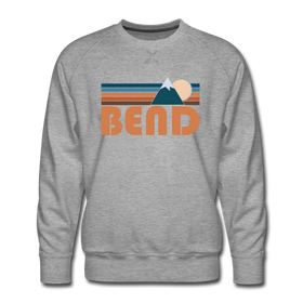 Premium Bend, Oregon Sweatshirt - Retro Mountain Premium Men's Bend Sweatshirt - heather grey