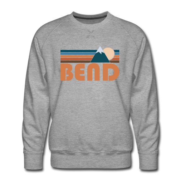 Premium Bend, Oregon Sweatshirt - Retro Mountain Premium Men's Bend Sweatshirt - heather grey