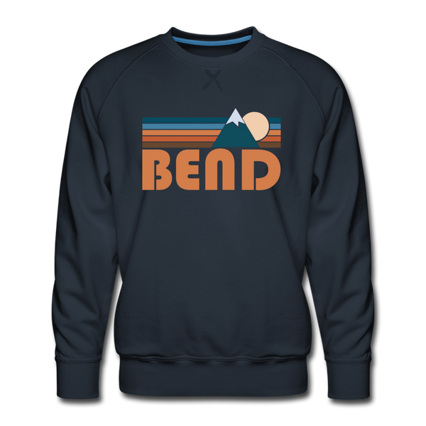 Premium Bend, Oregon Sweatshirt - Retro Mountain Premium Men's Bend Sweatshirt - navy